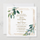 Eucalyptus laat Spaanse jongen 1e verjaardag doop Kaart (Voorkant)