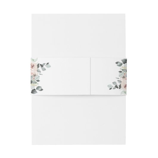 Eucalyptus laat stoffig Roos bloemenbruiloft Uitnodigingen Wikkel (Achterkant Voorbeeld)