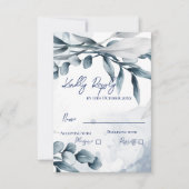Eucalyptus laat stoffige blauwe elegante bruiloft  RSVP kaartje (Voorkant)