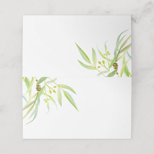 Eucalyptus laat trouwkaarten achter plaatskaartje (Buitenkant ongevouwen)
