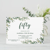 Eucalyptus laat uitnodiging voor volwassen verjaar (Staand voorkant)