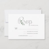 Eucalyptus laat wit grijs elegante bruiloft RSVP Kaart (Voorkant)