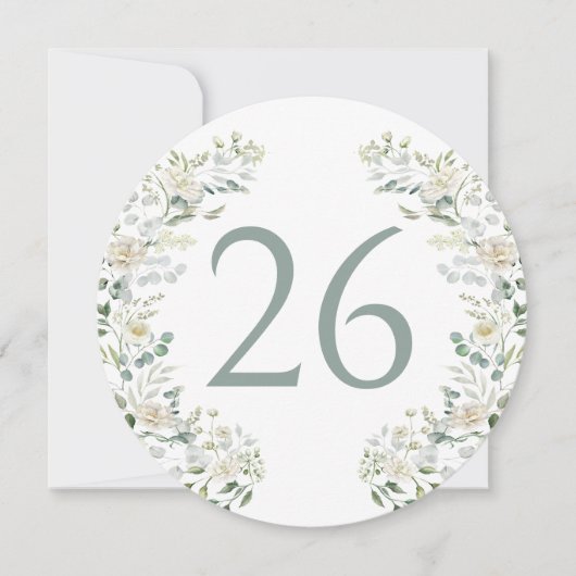 Eucalyptus laat witte bloem bloei tafel nummer kaart (Voorkant)