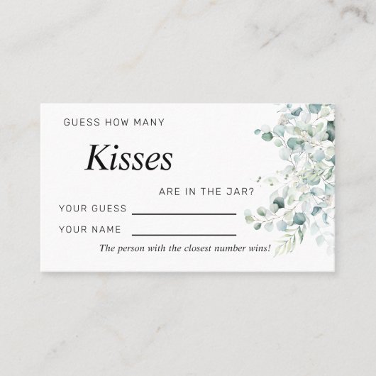 Eucalyptus laat zien hoeveel kussen er in spelen plaatskaartje (Voorkant)