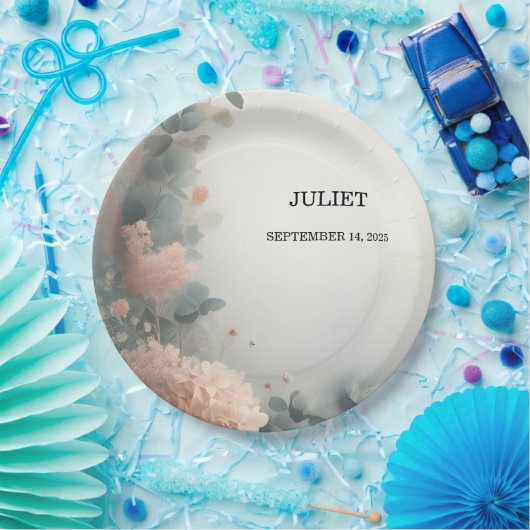 Eucalyptus Lace Tule Dusty Blue Vrijgezellenfeest Papieren Bordje (Feest)