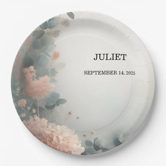 Eucalyptus Lace Tule Dusty Blue Vrijgezellenfeest Papieren Bordje (Voorkant)