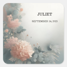 Eucalyptus Lace Tule Dusty Blue Vrijgezellenfeest Vierkante Sticker