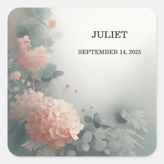 Eucalyptus Lace Tule Dusty Blue Vrijgezellenfeest Vierkante Sticker (Voorkant)