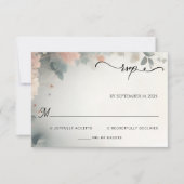 Eucalyptus Lace Tule Pastel Stoffig Blauw Bruiloft RSVP Kaartje (Voorkant)