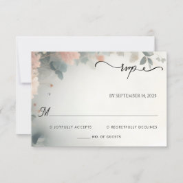 Eucalyptus Lace Tule Pastel Stoffig Blauw Bruiloft RSVP Kaartje