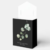 Eucalyptus Laten we vieren Zwarte Favor Box Bedankdoosjes (Geopend)