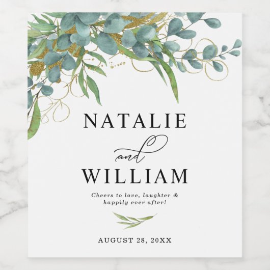 Eucalyptus & Laurels Wijnlabel Wijn Etiket (Enkel label)