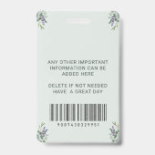 Eucalyptus & Lavendel Aangepast met barcode Badge (Achterkant)