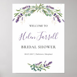 Eucalyptus Lavendel Bloemen Bruids Shower bord Poster