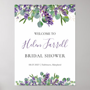 Eucalyptus Lavendel Bloemen Bruidsfeest bord Poster