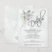 Eucalyptus & Lavendel Boeket Bruiloft Details Informatiekaartje (Voorkant / Achterkant)