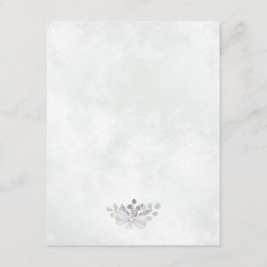 Eucalyptus & Lavendel Boeket Bruiloft Details Informatiekaartje (Achterkant)