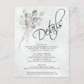 Eucalyptus & Lavendel Boeket Bruiloft Details Informatiekaartje (Voorkant)