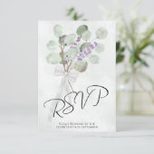 Eucalyptus & Lavendel Boeket Elegant Boho Bruiloft RSVP Kaartje (Staand voorkant)