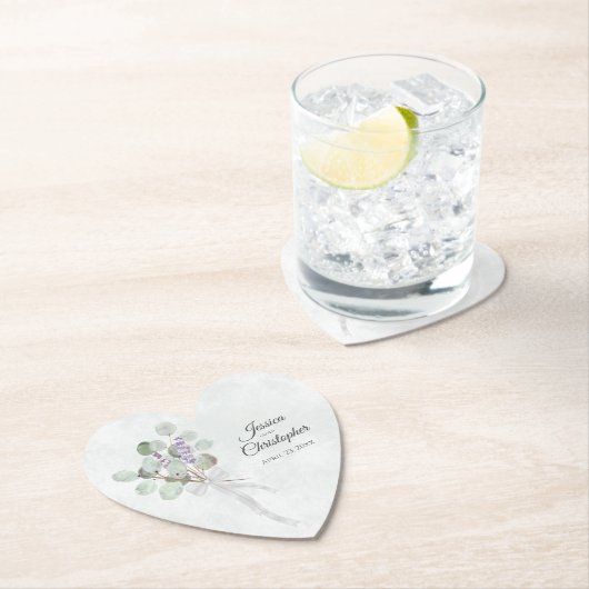 Eucalyptus & Lavendel Boeket Rustieke bruiloft Kartonnen Onderzetters (Insitu)