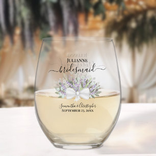 Eucalyptus Lavendel bruidsmeisje Maid of Honor Gif Wijnglas Zonder Voet