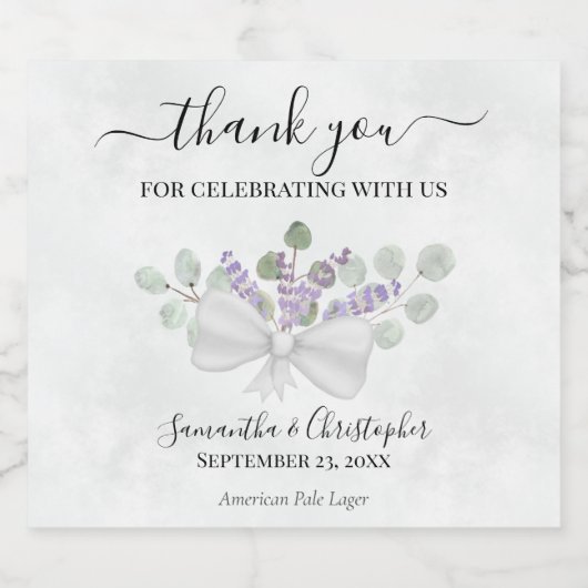 Eucalyptus & Lavendel Bruiloft Bedankt Bier Etiket (Enkel label)