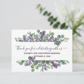Eucalyptus Lavendel Calligrafie Bruiloft  Bedankkaart (Staand voorkant)