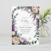 Eucalyptus, Lavendel & Champagne Blush Trouwfeest Kaart (Staand voorkant)