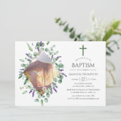 Eucalyptus Lavendel Doop of Christening Kaart (Staand voorkant)
