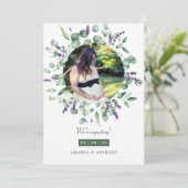 Eucalyptus Lavendel Foto Zwangerschapsaankondiging Aankondiging (Staand voorkant)