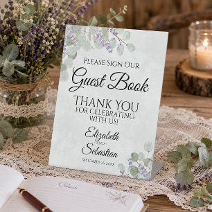 Eucalyptus & Lavendel Gelieve Ons Gastenboek Te On Reclamebord Met Voetstuk