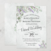 Eucalyptus Lavendel & Groen Virtuele Bruiloft Kaart (Voorkant / Achterkant)