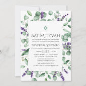 Eucalyptus Lavendel Groene Bat Mitzvah Kaart (Voorkant)