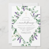 Eucalyptus Lavendel Groene Doop/Catholic Doop Kaart (Voorkant)