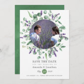 Eucalyptus Lavendel Groene Foto Huwelijk Save The Date (Voorkant / Achterkant)