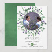 Eucalyptus Lavendel Groene Foto Trouwdag Save The Date (Voorkant / Achterkant)