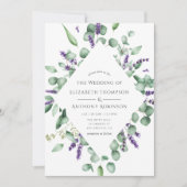 Eucalyptus Lavendel Groene Huwelijk Kaart (Voorkant)