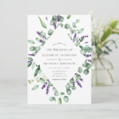 Eucalyptus Lavendel Groene Huwelijk Kaart (Staand voorkant)