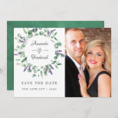 Eucalyptus Lavendel Groene Huwelijk Save The Date (Voorkant / Achterkant)