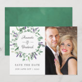 Eucalyptus Lavendel Groene Huwelijksdecoratie Save The Date (Voorkant / Achterkant)