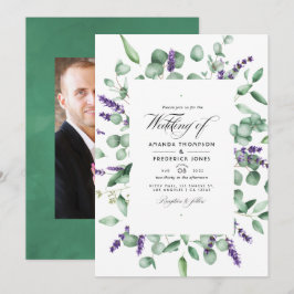 Eucalyptus Lavendel Groene Huwelijksfeest Kaart