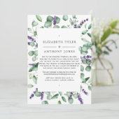 Eucalyptus Lavendel Groene Verkleinde Trouwgast Aankondiging (Staand voorkant)