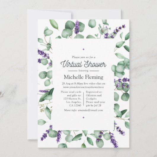 Eucalyptus Lavendel Groene Virtuele Shower Kaart (Voorkant)