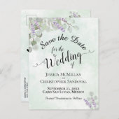 Eucalyptus & Lavendel Mint Bruiloft Save the Date Aankondigingskaart (Voorkant / Achterkant)