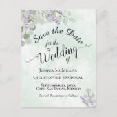 Eucalyptus & Lavendel Mint Bruiloft Save the Date Aankondigingskaart (Voorkant)