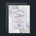 Eucalyptus & Lavendel Rustiek Paarse Save the Date Magnetische Uitnodiging<br><div class="desc">Deze elegante save the date magnetische kaarten maken het gemakkelijk voor uw vrienden en familie om uw aanstaande bruiloft te onthouden. Het handbeschilderde waterverf ontwerp is voorzien van kanten schrift kalligrafie en artistieke typografie in een bleke paarse lijst. Het lijst wordt omgeven door rustieke takjes landelijk gebladerte, waaronder eucalyptusbladeren en...</div>