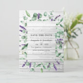 Eucalyptus Lavendel Rustieke Landelijke Schuur Bru Save The Date (Staand voorkant)