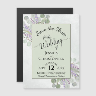 Eucalyptus & Lavendel Rustieke Salie Save the Date Magnetische Uitnodiging