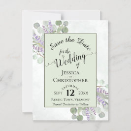 Eucalyptus & Lavendel Rustieke Salie Save the Date Magnetische Uitnodiging