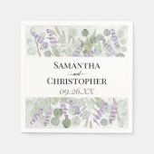 Eucalyptus & Lavendel Rustieke Waterverf Bruiloft Servet (Voorkant)